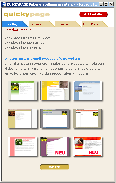 Seitenerstellungs-Assistent Quickypage 1